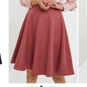 NEW wool blend Storets gold beaded knee length flared skirt